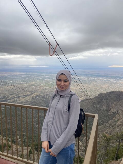 Hadeel at a mountain overlook above Albuquerque